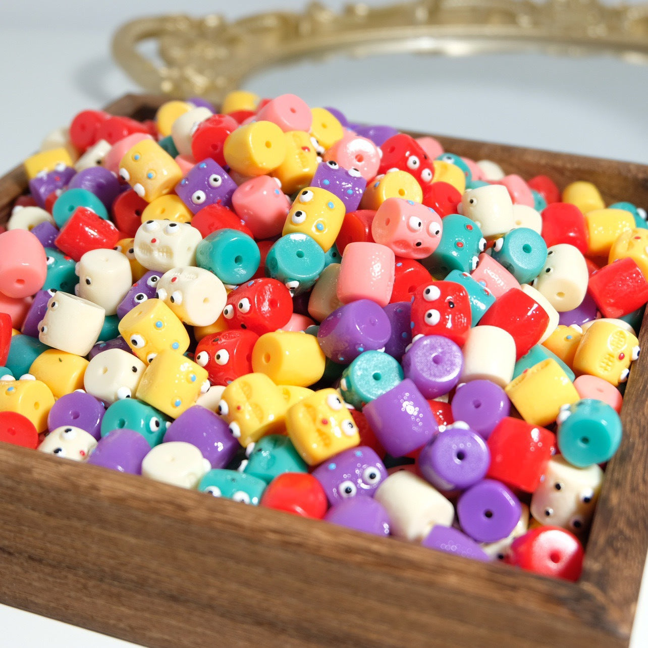 Wholesale 5pcs/pack Color Fun Little Monster Horizontal Hole Barrel Beads